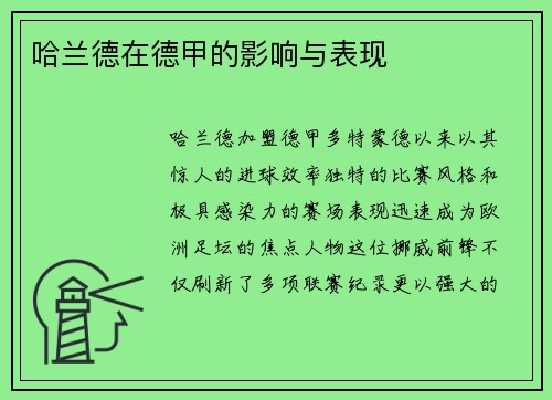 哈兰德在德甲的影响与表现